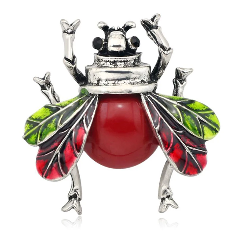 Vintage Rhinestone Red Bee Brooches Men Classic Insects Bee Brooch Pins For Women  Pin Jewelry Gifts