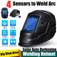 Energia solar escurecimento automático capacete de soldagem grande vista 4 sensor arco DIN5-DIN13 tig mig mma máscara de soldagem capacete soldador tampa lente rosto