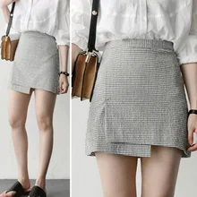 Черно-белая клетчатая сумка на половину тела бедра юбка Женская Стандартная юбка с высокой талией модная повседневная прямая юбка Удобная дикая