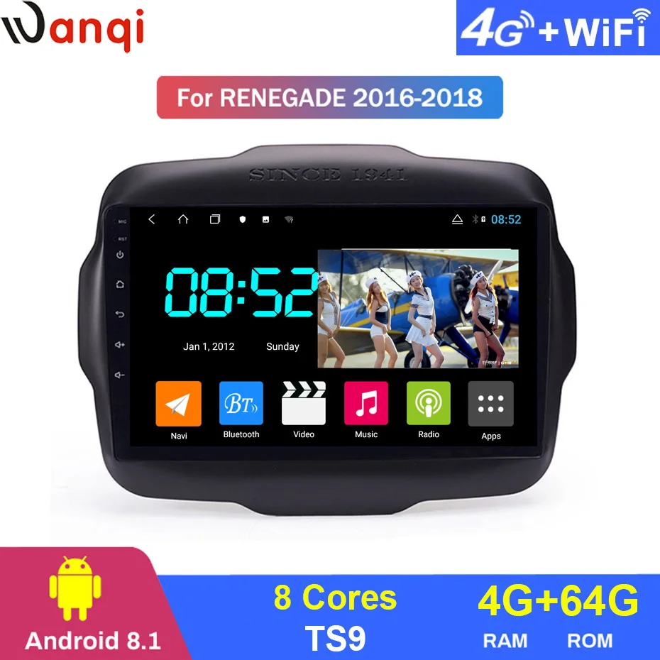 Android 8,1 автомобильный DVD 1din мультимедийная Navi система для Jeep Renegade- Автомобильный gps навигатор стерео головное устройство BT SWC wifi