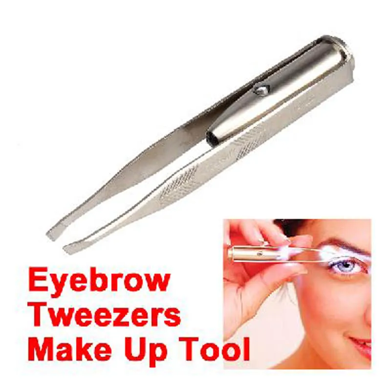 Led Stainless Steel Eyebrow Pliers Tweezers Stainless Steel Eyebrow