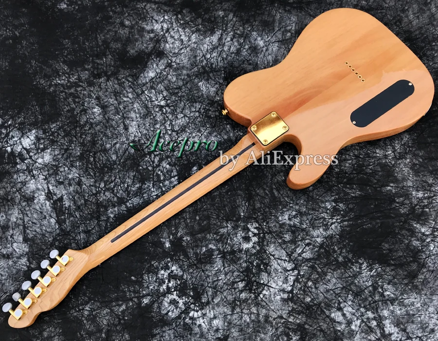 ACEPRO электрогитара с зеленым слоем Spalted Maple top, белый жемчуг тюнеры, Abalone точки инкрустации, Золотое оборудование
