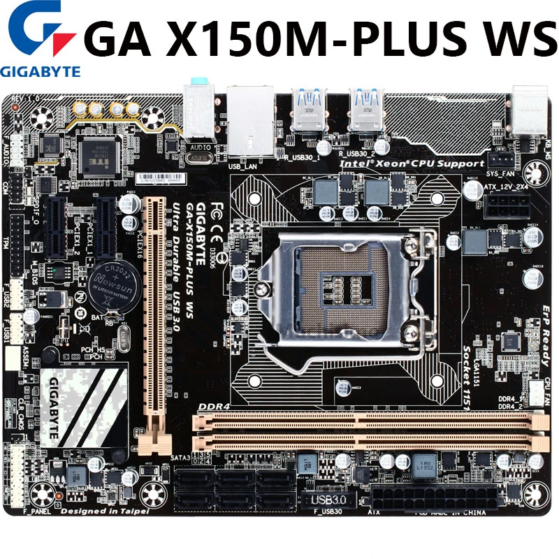 For Gigabyte Ga X150m Plus Ws Original X150m Plus Ws Motherboard C232 Socket Lga1151 Ddr4 Support G3900 I3 6100 10 V5 Used Motherboards Aliexpress