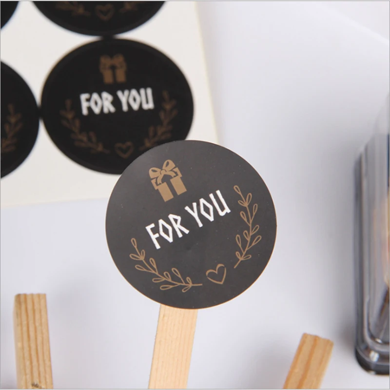 120pcs Round Sticker for you Sealing Self-Adhesive stickers DIY Gifts Posted Baking Decoration Black Package Label | Дом и сад