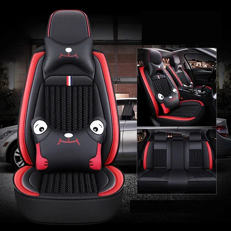 Black red Cartoon Передний+ задний) 5 чехлы на сиденья авто для Ford F-150 f-250 f-350 f-450 Тысячелетнего Сокола, fiesta mk7 седан, hummer h2 h3 - Color Name: Black red Cartoon