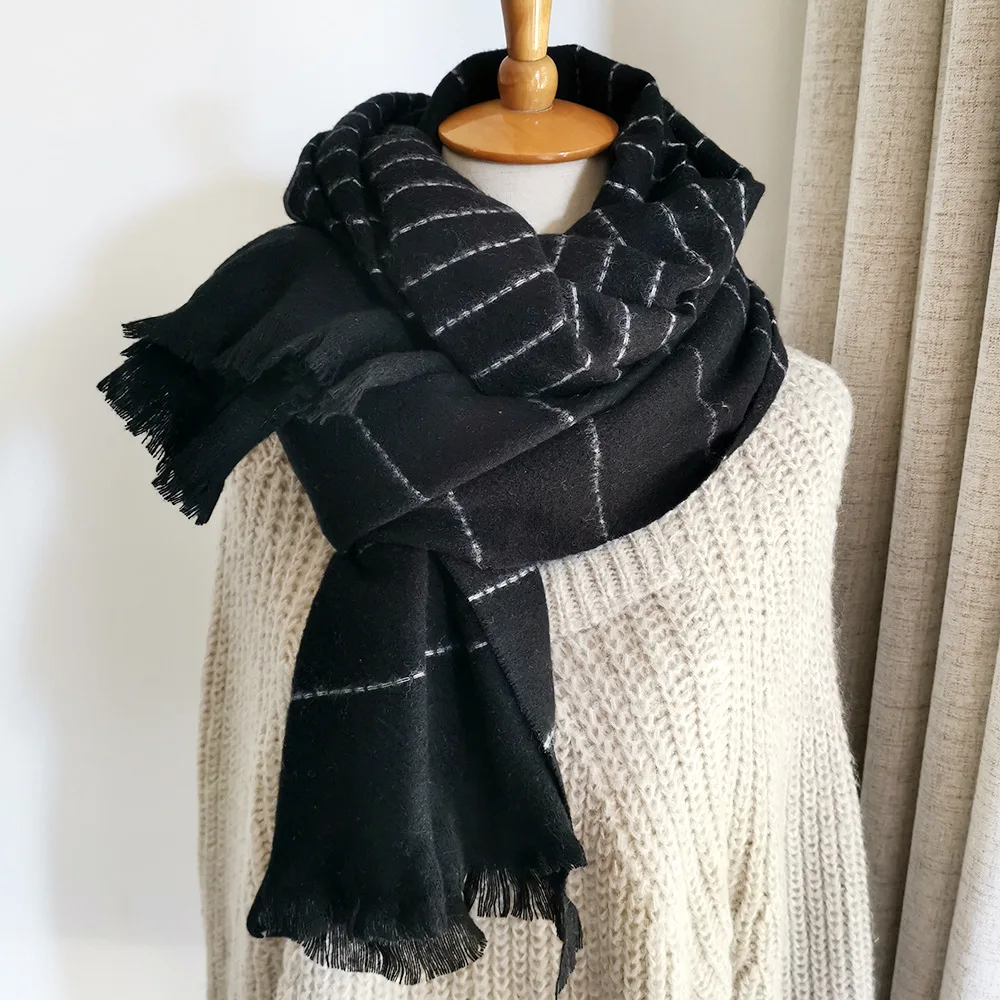 

Brand Scarves Women Wool And Cashmere Scarf Pashmina Striped Women Wrap Warm Keep Warm Winter Thinker SCARF