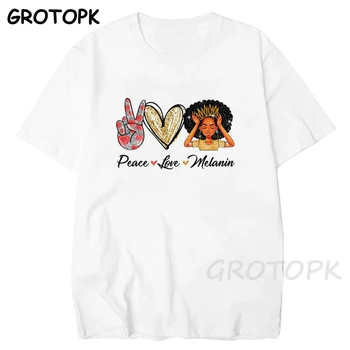 

Melanin Poppin Summer T Shirt Women Harajuku Black Girl Magic Tops Colorful Letter Print Ulzzang Lady Streetwear Plus T-shirts
