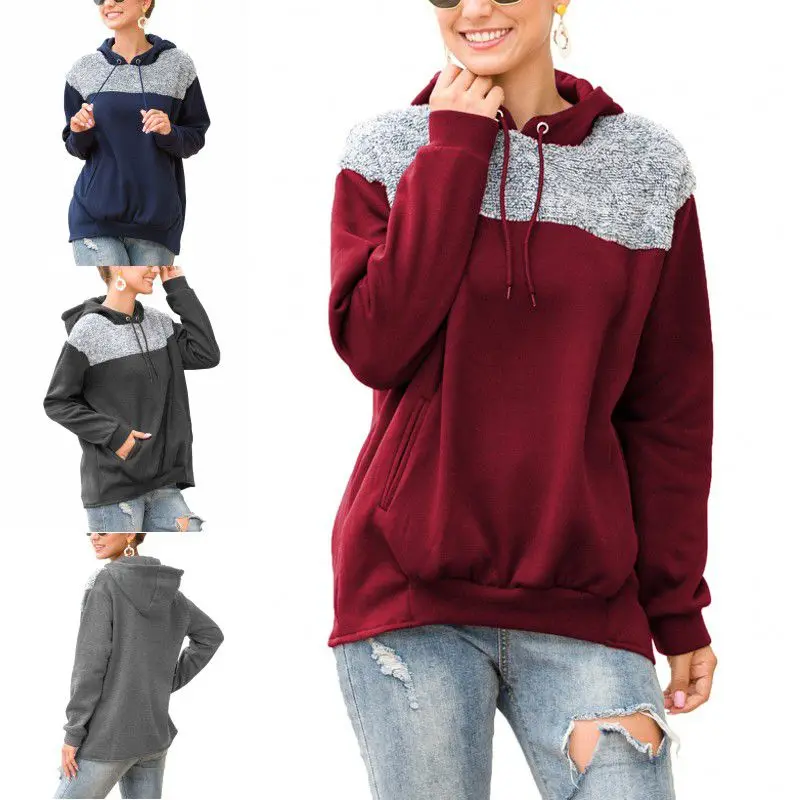 

Europe And The United States Autumn And Winter Plush Stitching Sweatshirt Hoodie Shirt Jacket