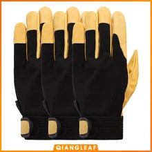 QIANGLEAF 3 шт. Новые защитные перчатки из воловьей кожи мужские желтые кожаные защитные Гоночные Перчатки для мотоциклистов 508NP