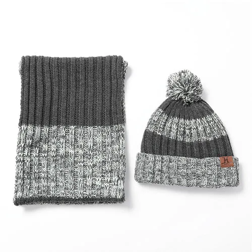 Зимние шапки для женщин Skullies Pompom Hat шарф 2 шт. шапочки для женщин Шапки женские HSW006 - Цвет: grey