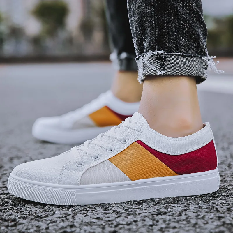 2021 Man Skate Shoes Canvas Sneakers  Men Vulcanized Shoes Mens White Sneakers Big Size 46 47 Low Top Shoes Boys Student Shoes