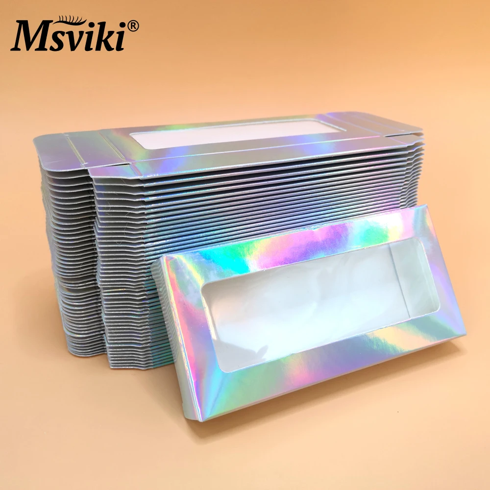 100 Pcs Eyelash Packaging Box Bulk Wholesale Custom 3D Mink Lashes Boxes Packaging With Logo Makeup Set Eyelashes Case Pack 4