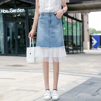 

Skirts Women A-line Plus Size Solid Simple All-match Korean Style Soft Mini Skirt Womens Lace Elegant Fall 2020 Ladies Cute Chic