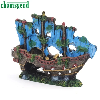 

Aquarium Artificial Simulation Plants Fish Tank Aquarium Ornament Wreck Sailing Boat Sunk Ship Destroyer Decor acuario