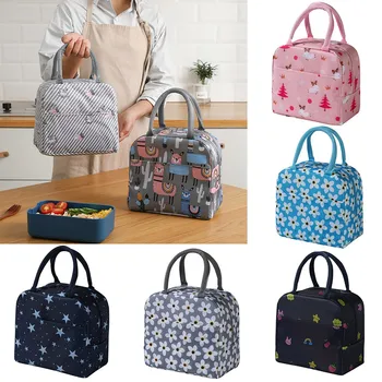 

Insulated Picnic Cartoon Carry Case Big Size Canvas Lunch Bags Thermal Portable Cold Bento bag For Women Kids Food Storage Bags