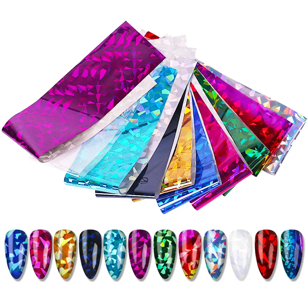 Download 22pcs/lot Holographic Nail Stickers Laser Broken Glass ...