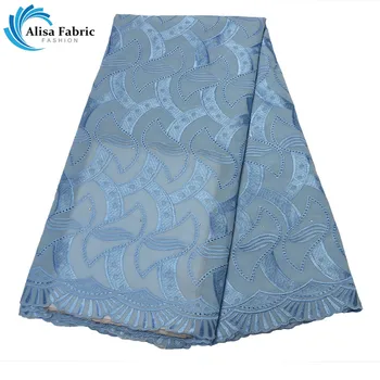 

African Lace Fabrics With Embroidery 5 Yards/pcs Swiss Voile Lace Fabrics With Stones Nigerian Lace Fabrics For Home decoration