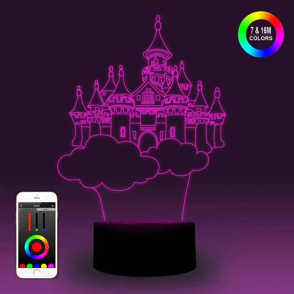 NiteApps 3D Disneyland ночник настольная иллюзия Лампа подарок на день рождения приложение/сенсорное управление