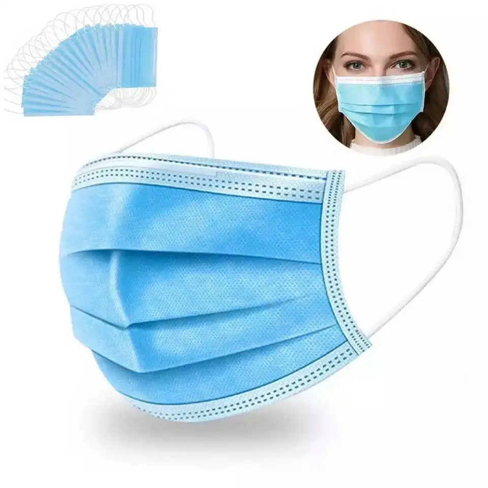 

100pcs Face Mouth Mask 3-Ply PM2.5 Non Woven Disposable Anti-Dust Surgical Mask Earloops Masks N02085