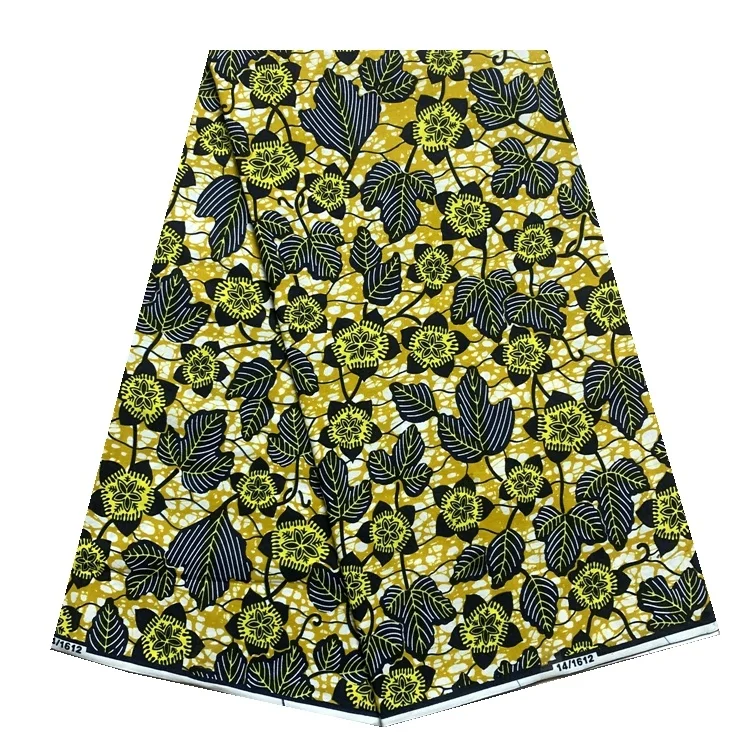 2024 Tessuto Cerato Africano Di Alta Qualità Stretch Ankara Print Brode Cotton Material Wrapper New Gold Line Pattern Per Cucire 6Yards