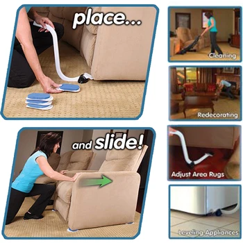 

Moves Furniture Mover with Lifter Tool & 4 Slides Household Handy Move Tools Mover Lifter Pads Labor-saving Accessories