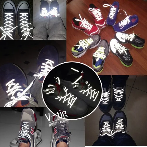 Cordones reflectantes de 120cm de longitud, para correr por la noche, deportes, ocio, luz alta, creativos, doble cara