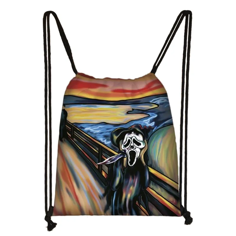 Забавные "Ван Гог", "Мона Лиза шнурок сумка женские сумки для хранения Женская мода рюкзак для девочки-подростка вечерние сумка для покупок - Цвет: skdsppooff05