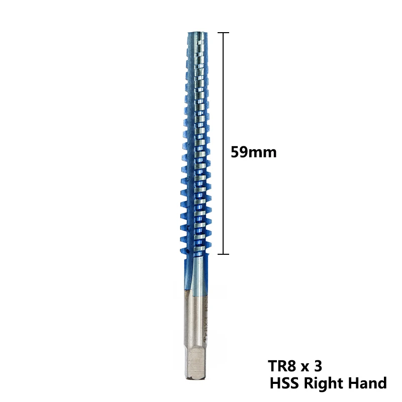 1pc Right Hand TR8-TR16 Trapezoidal Thread Tap For Metal Drilling HSS Screw Tap Drill Bits Nano Blue Coated Metric Machine Tap - Цвет: 1PC TR8X3.0 Right