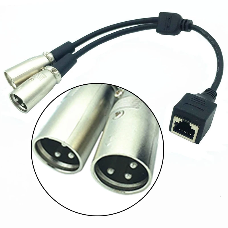2 XLR 3 Pin MaleTo RJ45 Женский сетевой адаптер Соединительный кабель(25 см