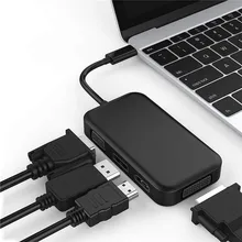 Thunderbolt 3 док-станция TYPE C для VGA HDMI DP DVI 4K USB C конвертер адаптер для Macbook Dell и других ноутбуков