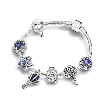 

925 Sterling Silver Vintage Openwork Music Notes Pendant Beaded Bracelet For Women Wedding Gift Pandora Jewelry