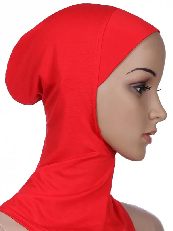 Мусульманские женские Девушки Спорт внутренний хиджаб колпачки исламские мягкие растягивающиеся подшарф шапки кроссовер классический стиль - Цвет: Red