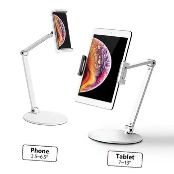 

Phone Tablet Stand Universal 360 Degree Swivel Display Bracket Aluminum Alloy + ABS Long Arm Lazy Bed Desk Tablet For IPad Mini