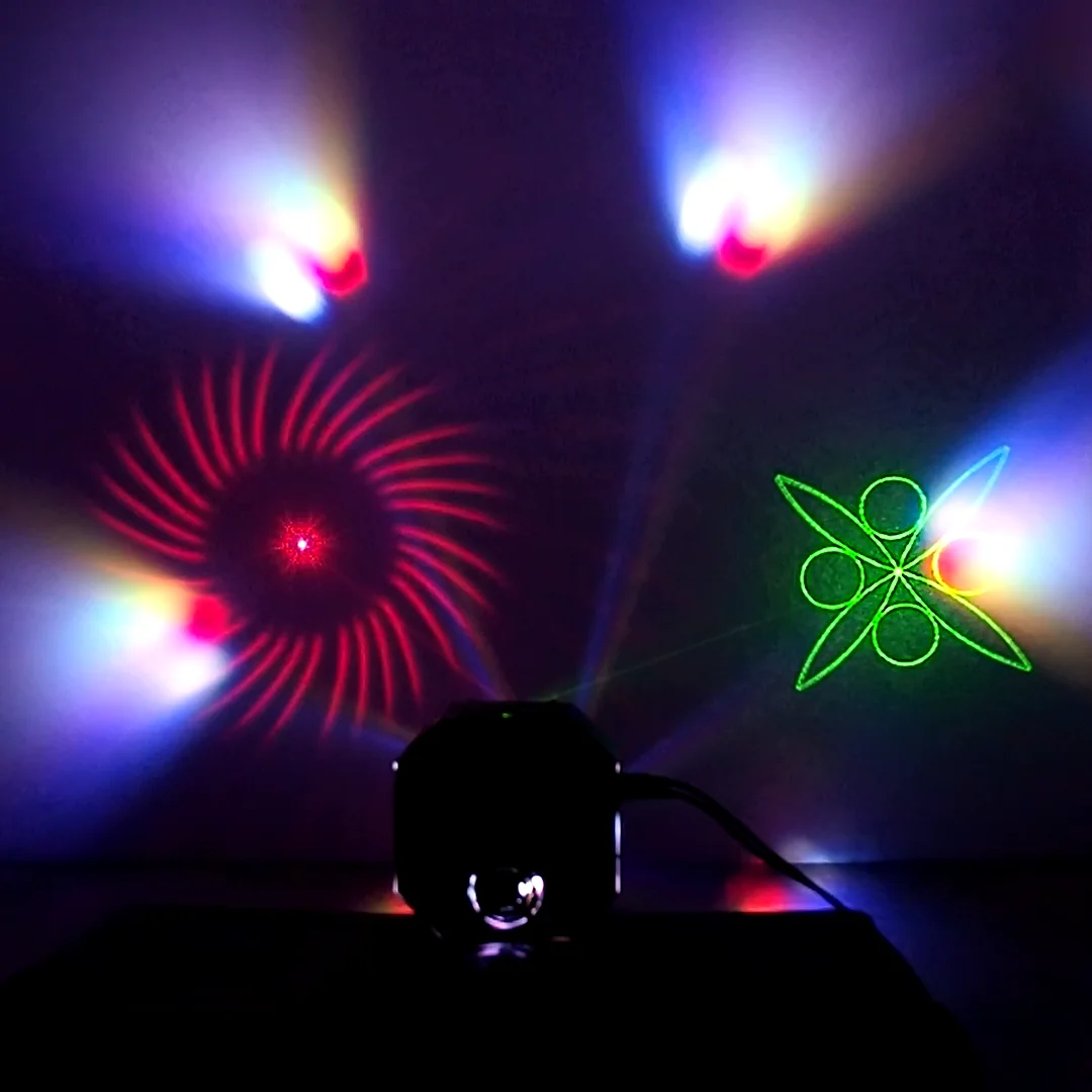 Лазерное освещение сцены мини RGBW 4в1 эффект света зеленый и красный анимация стробоскоп свет для Светодиодный DMX Смешивание цвета освещение для клуба