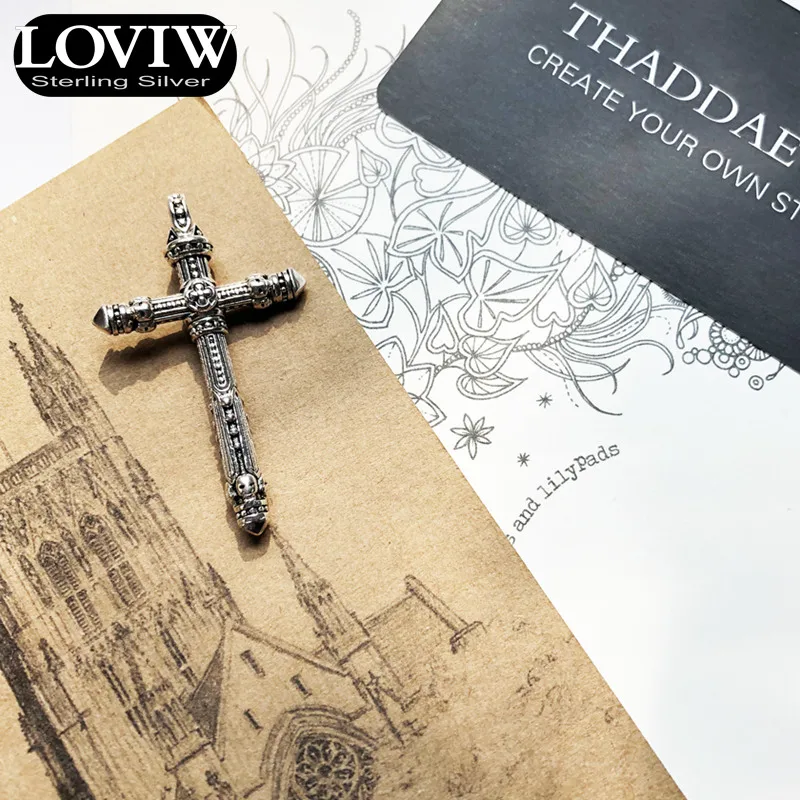 Кулон в виде креста с принтом «череп» Фирменная Новинка Модные украшения Thomas SABOR Цепочки и ожерелья Аксессуары 925 пробы серебра, подарок для женщины, Для мужчин