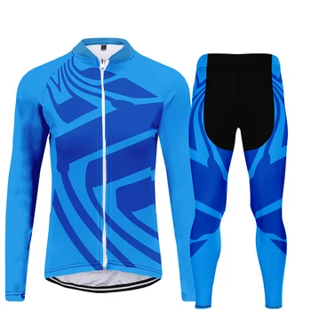 

3D Fashion Cycling Jersey Long Sleeve Top Trousers Bib Set Irregular Line Comfortable Trend Sport Quick Dry Comfortable Bike Set