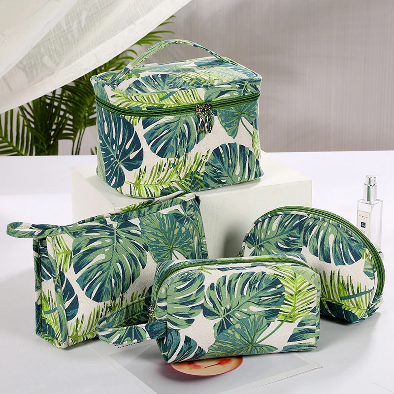

Leaves Makeup Bag Travel Hanging Cosmetic Zipper Make Up High Capacity Case Handbag Organizer Storage Beauty Women Wash Pouch