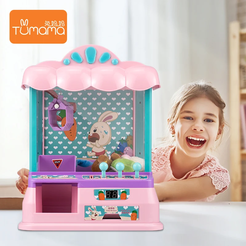 DIY Catch Doll Machine Manual Dual Mode Mini Claw Machine, Intelligent System with Music and Lighting, Children Toys For Gift