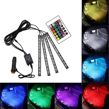 

Car Interior Atmosphere LED RGB Strip Light Dash Floor Foot RGB LED Strip Decorative Light Music sound Control Multiple lighting