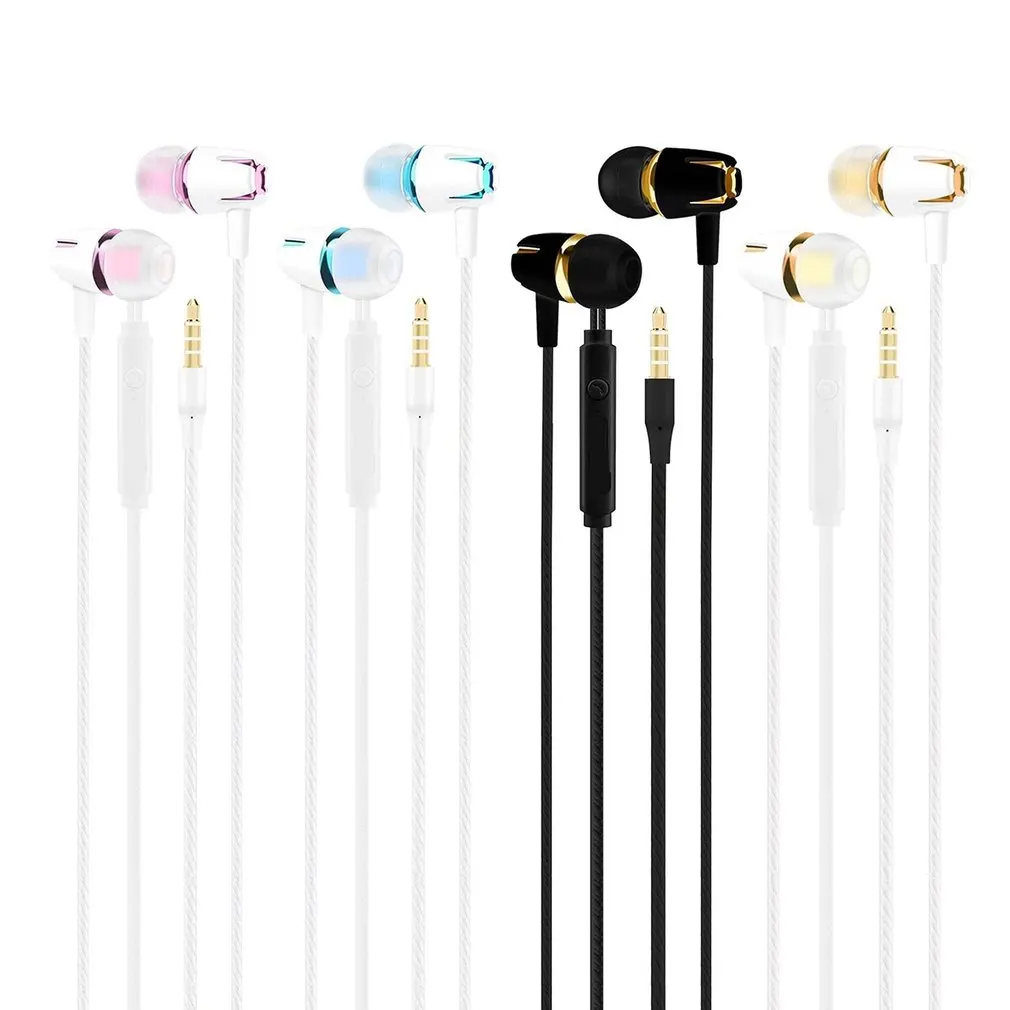 Wired Earphone Electroplating Bass Stereo In-ear Headsets with Mic Hansfree Call Phone Headphone for Android iOS Dropshipping