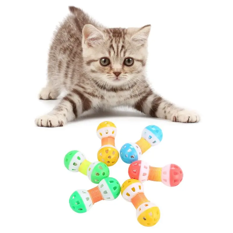 

20 Pcs/pack Funny Cat Toy 2-ends Plastic Ball Cats Interactive Game Spring Toys