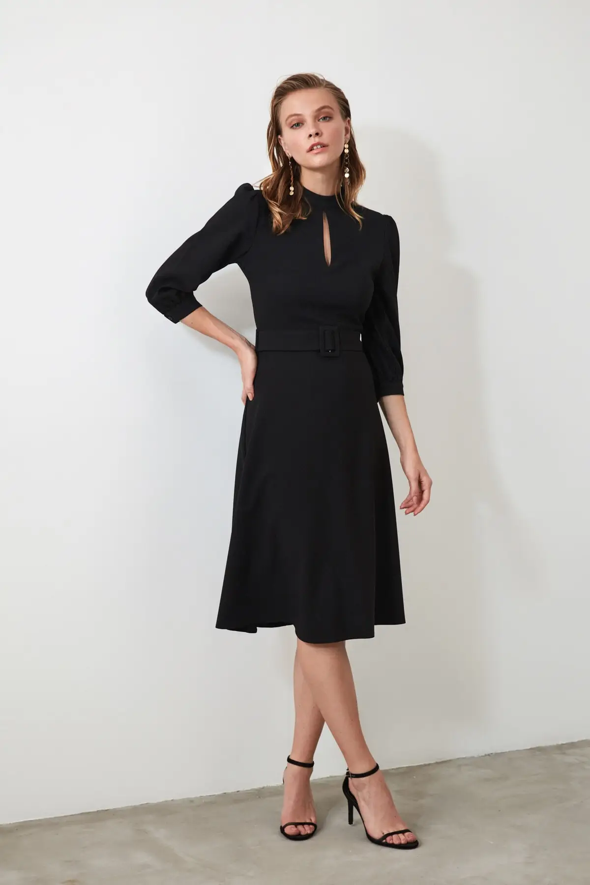 Черное платье с поясом TWOAW20EL1124 | Женская одежда