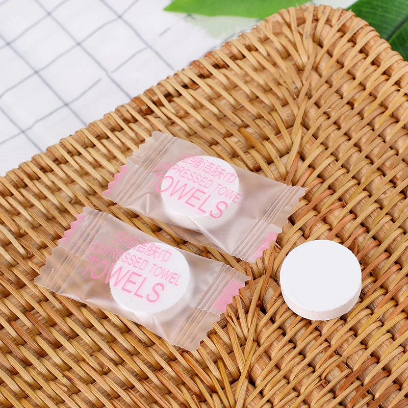 Compressed Cotton Towel 50 Pcs Compressed Wash Towel Travel Disposable Cleansing Towel Non-woven Mesh Wash Cotton