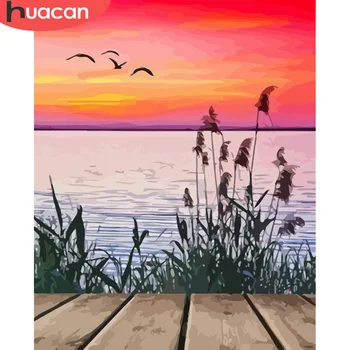 

HUACAN Pictures By Number Sunset Kits Home Decor Painting By Numbers Sea Landscape Drawing On Canvas HandPainted Art DIY Gift