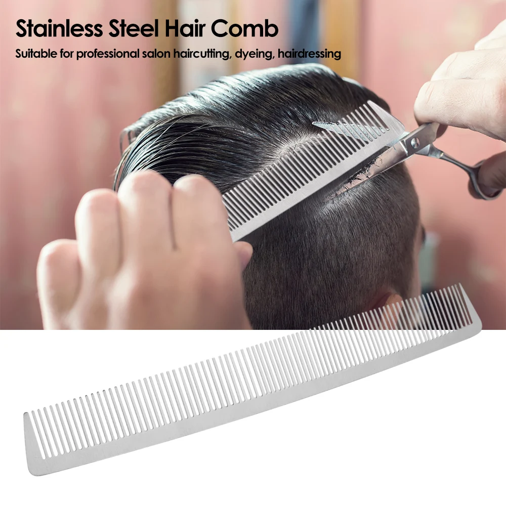 

Salon Hair Comb Stainless Steel Hair Cutting Comb Hand Made Professional Hairdressing Steel Comb Hair Styling Tools