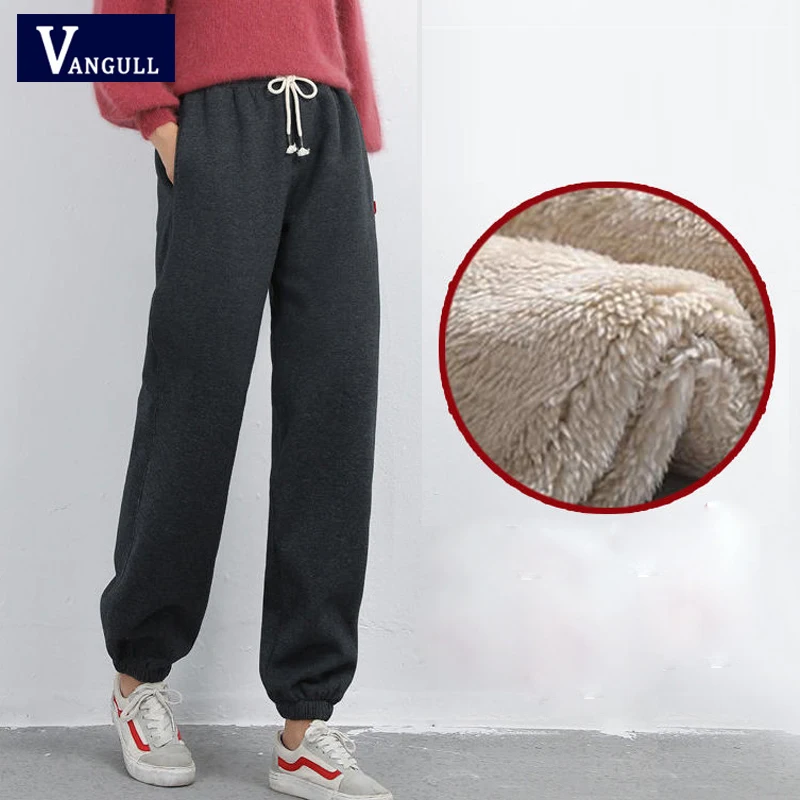 Vangull плотные эластичные штаны, однотонные бархатные женские штаны ...
