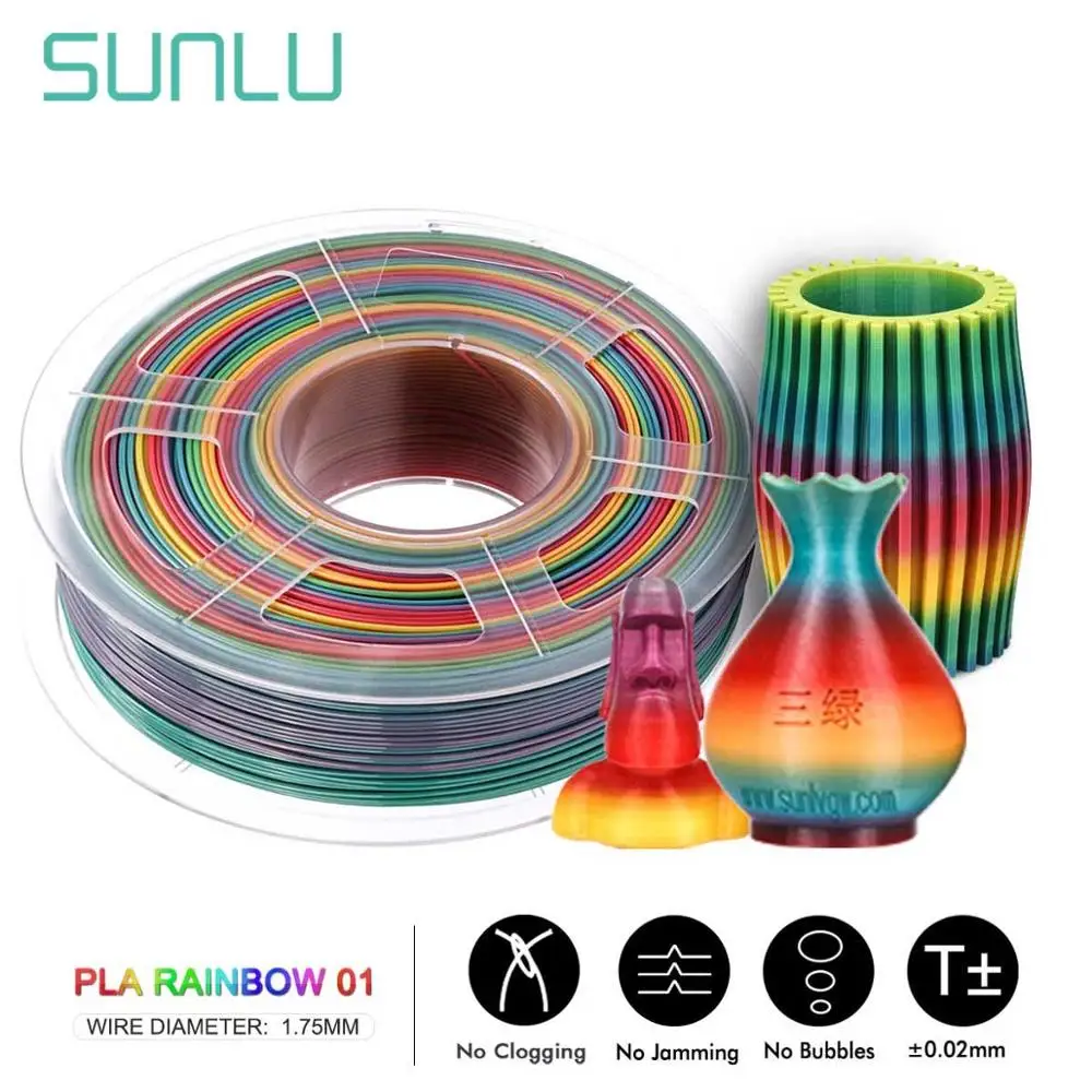 

SUNLU Colorful PLA Filament 1.75MM 1KG 3D PLA Filament Dimension Accuracy +/-0.02mm For 3D Printer And Pen Material DIY Gift