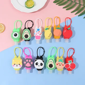

6pcs Cute Cartoon Mini Hand Sanitizer Split Bottles Portable Detachable Cover Silicone Bath Shower Hand Gel Holder