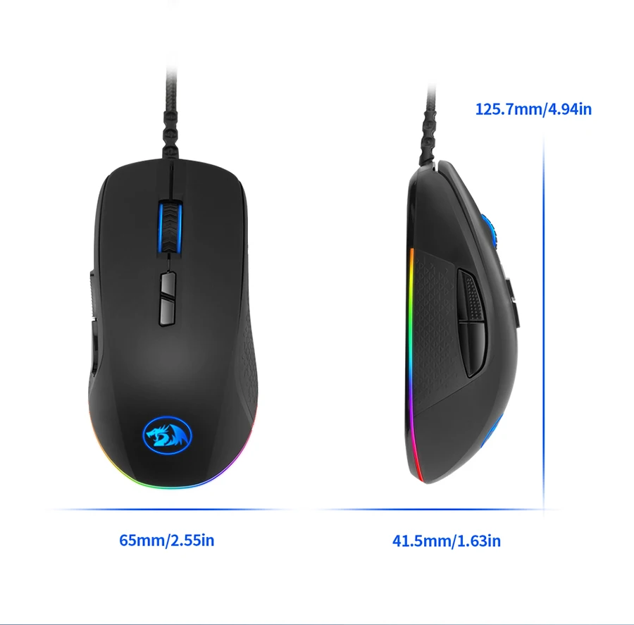 Redragon Stormrage M718 RGB USB Проводная компьютерная мышь 10000 dpi 8 кнопок 6 цветов с подсветкой программируемая эргономичная для геймера