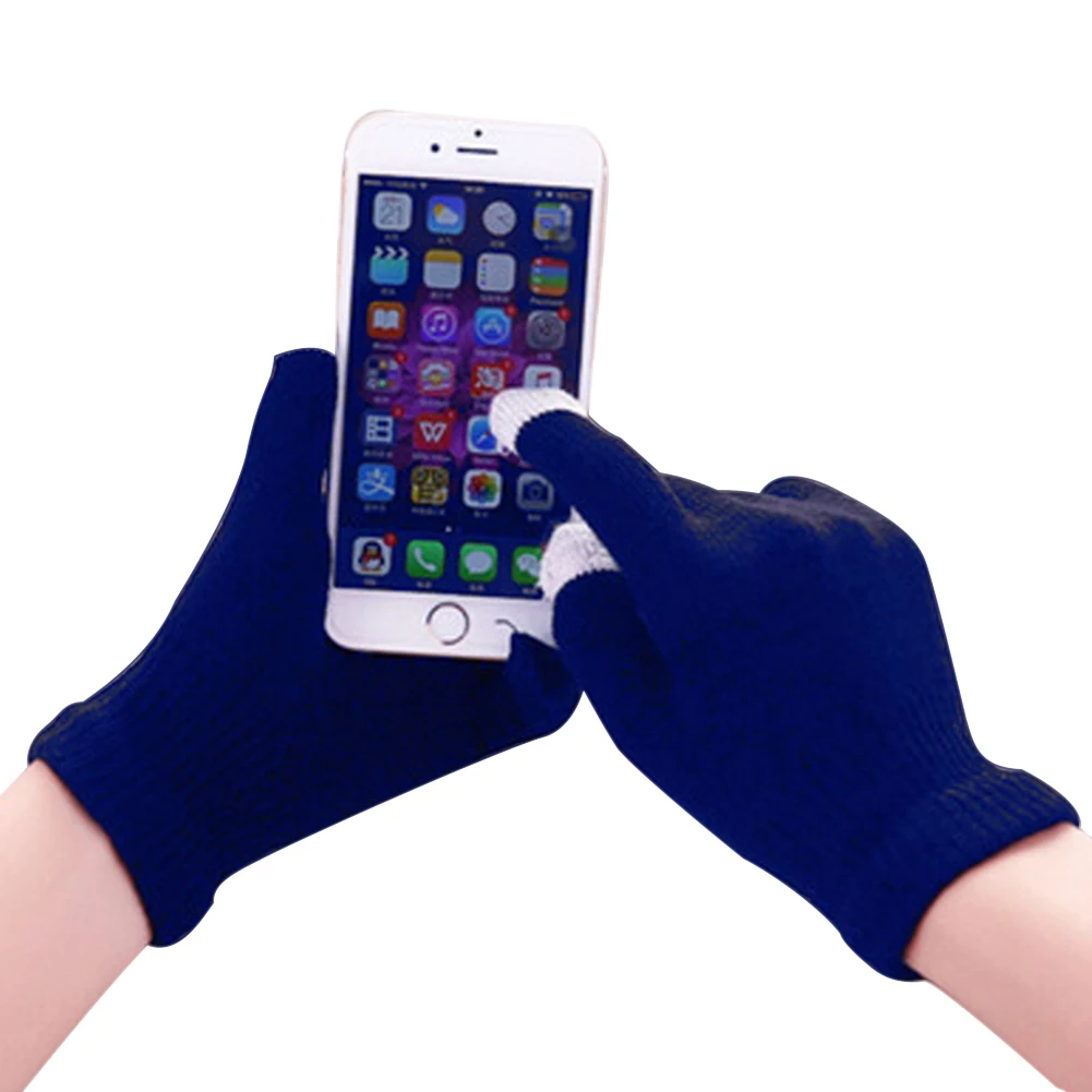 navy blue 2 пары, вязаные перчатки, полный палец, теплые, для мужчин, женщин, для спорта на открытом воздухе, зима, осень, KH889 - Цвет: navy blue